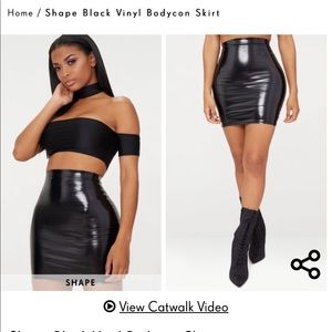 PLT Shape Black Vinyl Bodycon Skirt